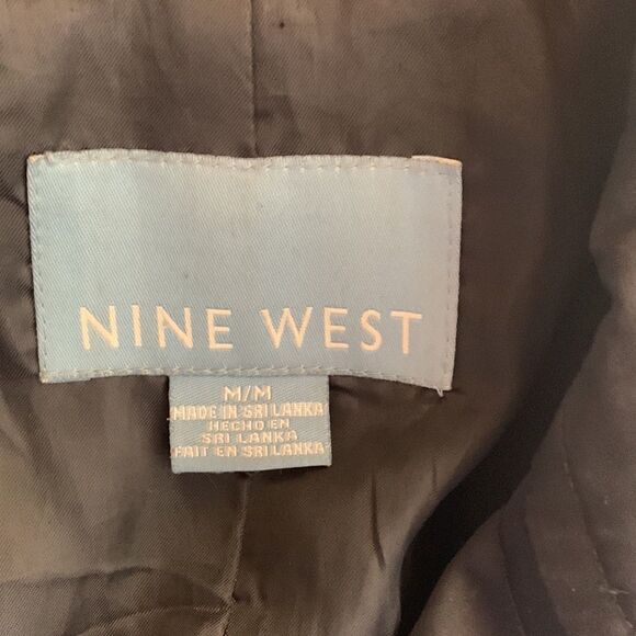 Nine West Black Raincoat ruffle hem Size M - Picture 6 of 10